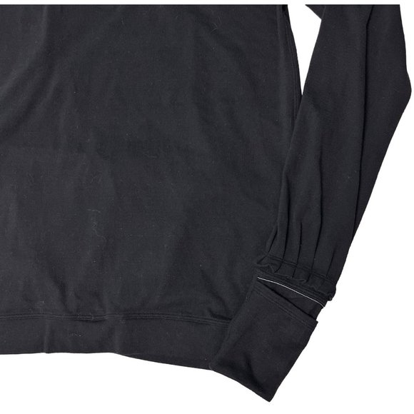 Lululemon 2 4 Small Black Extra Mile Pullover Hoodie Thumb Holes Shirt Pleated - Picture 3 of 11